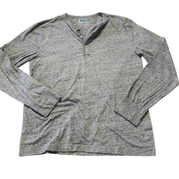 Mens J Crew Gray Wash 1/4 Button Up Long Sleeve Henley L - Picture 1 of 4